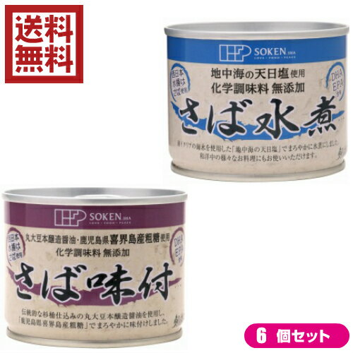 【BF限定!100円クーポン!学割2倍!】鯖 水煮 缶 創健社 さば缶 選べる6個セット 全2種