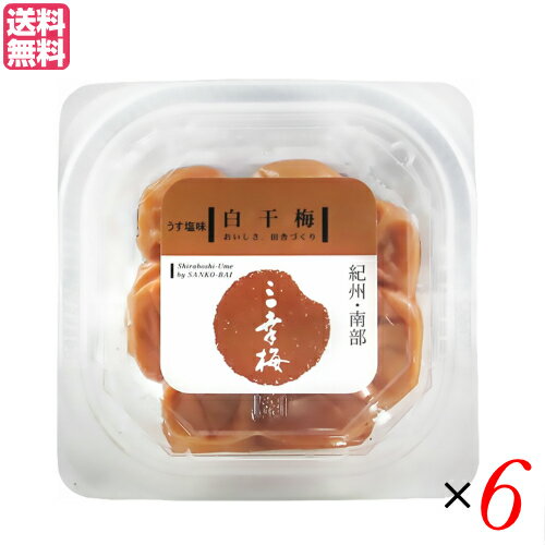 【お買い物マラソン！ポイント6倍！】梅干し 昔ながら 減塩 白干梅 うす塩 100g 三幸農園 6個セット