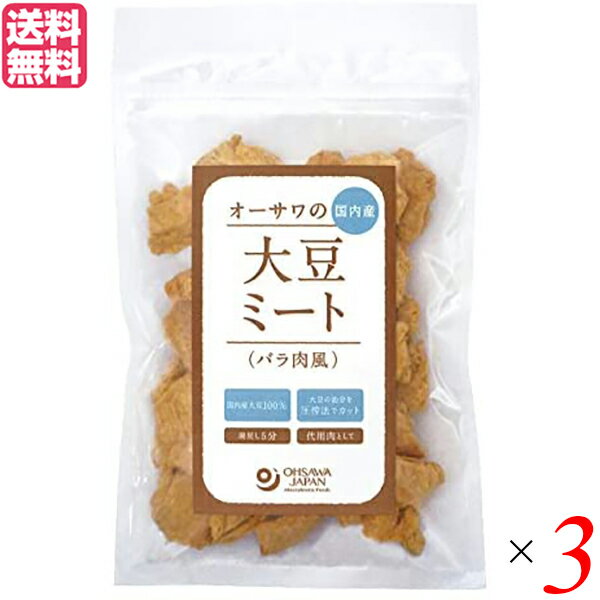 【マラソン限定!ポイント2倍!学割5倍!】大豆ミート 国産 大豆肉 オーサワの国内産大豆ミート(バラ肉風)80g 3袋セット 送料無料