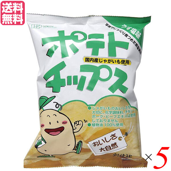 ポテトチップス 無添加 うすしお 創健社 ポテトチップス うす塩味 60g 5袋セット 送料無料