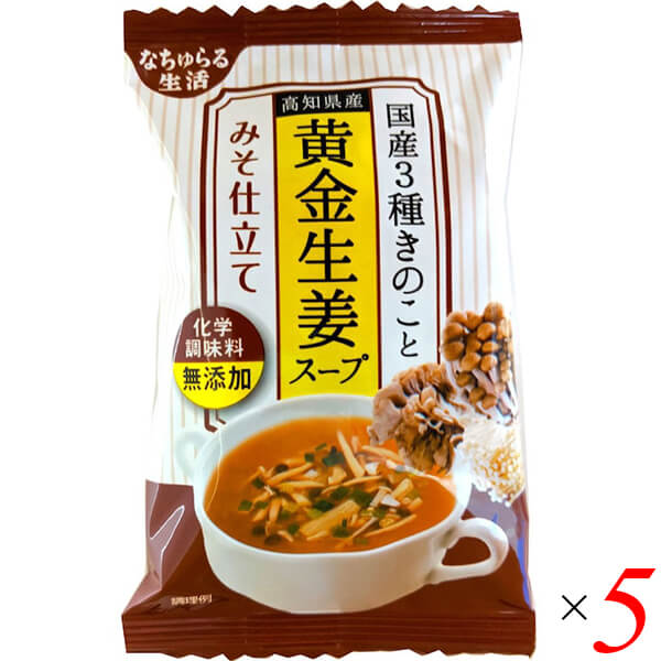 フリーズドライ スープ 即席スープ 国産3種きのこと高知県産黄金生姜スープ みそ仕立て 8.2g 5個セット イー・有機生活 送料無料