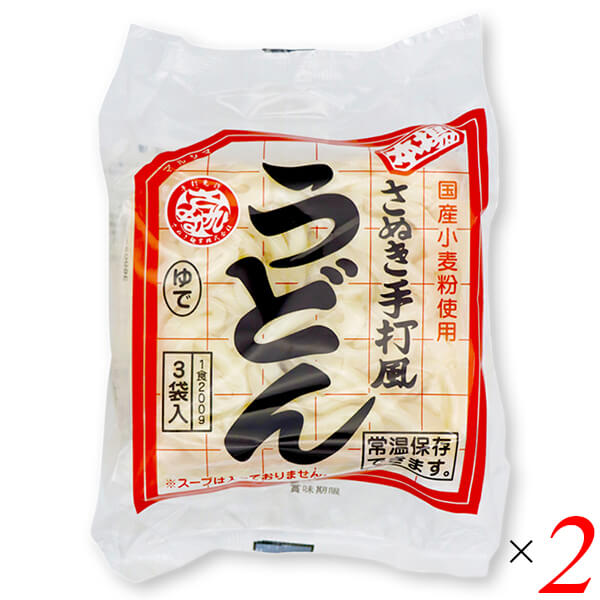 【マラソン限定!ポイント2倍!100円クーポン!】うどん 常温 うどん麺 マルシマ さぬきゆでうどん3食セット(スープなし)600g(200gx3袋) 2個セット