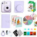 ［ギフトBOX 10点セット］ 富士フイルム チェキ instax mini12 本体 フィルム20枚 カメラケース［ライラックパープル］ 他 オリジナル付属品付