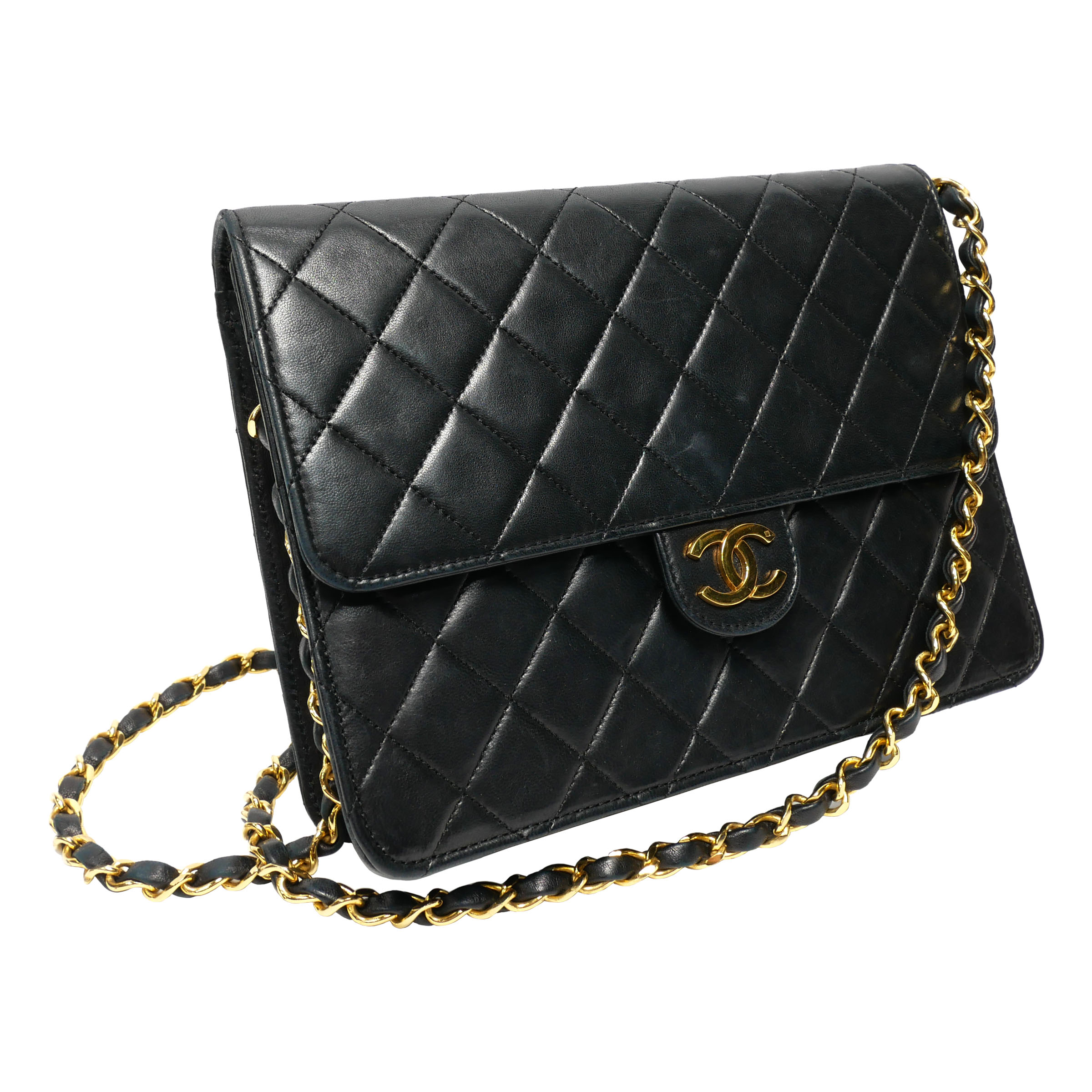 【中古】【良い】 OLDCHANEL オールドシャネル ヴィンテージシャネル マトラッセ チェーンショルダーバッグ ワンショルダーバッグ 肩掛けバッグ レディース ココマーク レザー ラムスキン ゴールド金具 ブラック/ゴールド