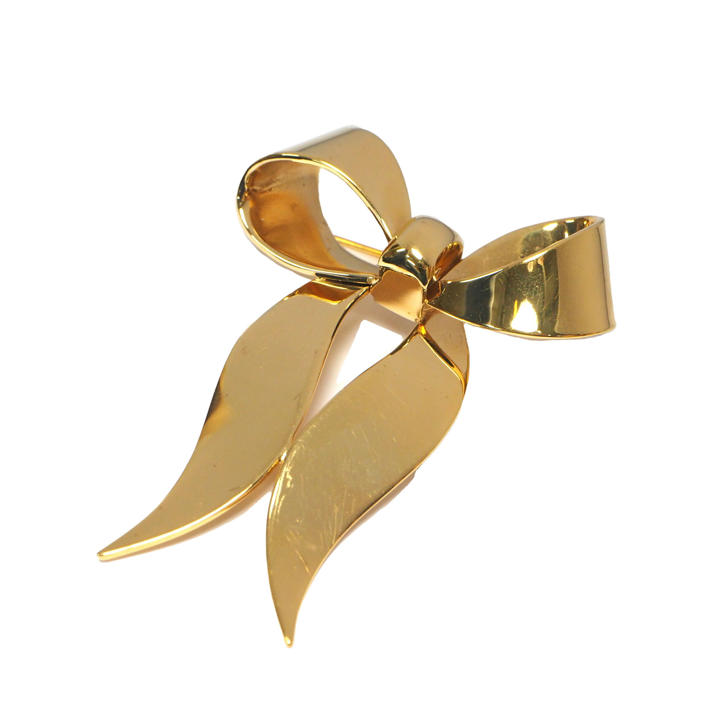 乐天商城 - 【中古】【良い】 Christian Dior クリスチャンディオール オールドディオール ヴィンテージアクセサリー ブローチ コサージュ レディース リボンモチーフ メッキ ゴールド