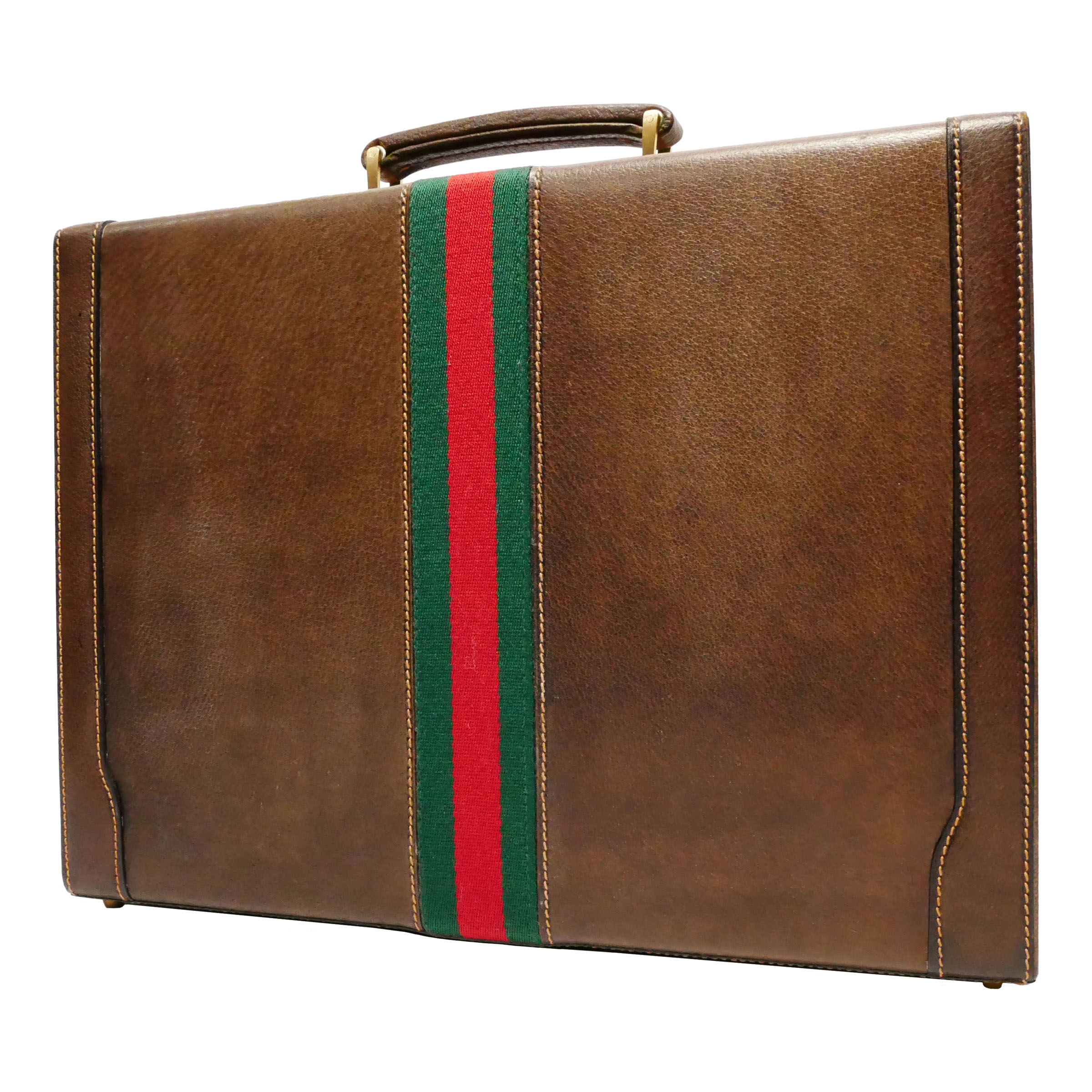 【中古】【良い】 OLDGUCCI オールドグッチ ヴィンテージグッチ アタッシュケース トランクケース スーツケース ブリーフケース ビジネスバッグ メンズ 紳士用 1970年代 70’s シェリーライン ダイヤルロック レザー ゴールド金具 ブラウン