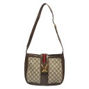 【中古】【良い】 OLDGUCCI オールドグッチ ヴィンテージグッチ ワンショルダーバッグ 肩掛けバッグ 鞄 ユニセックス 1970年代 70 039 s シェリーライン GG柄 ロングブーツ金具 PVC/ピグスキン ゴールド金具 ブラウン/ベージュ