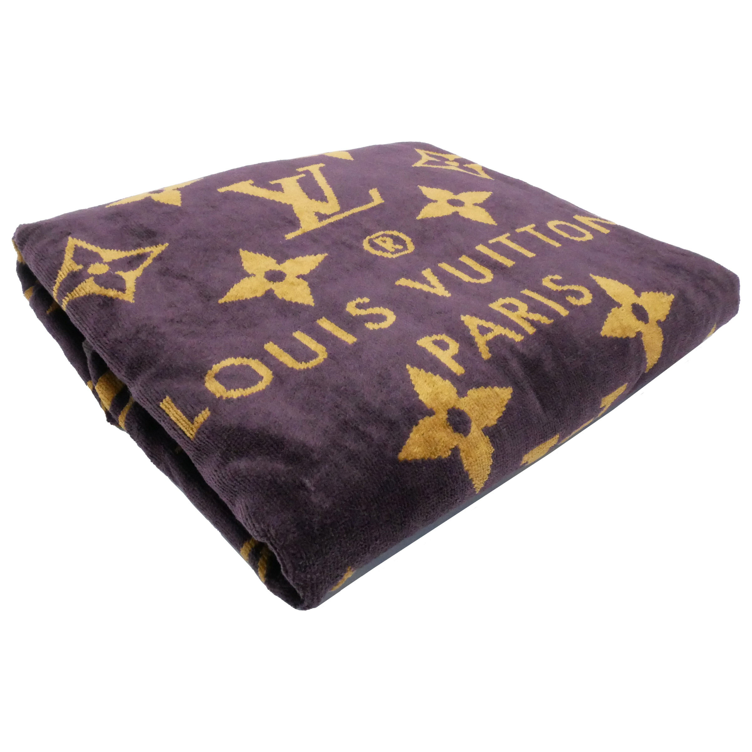【中古】【良い】 Louis Vuitton ルイヴィトン ドラ ドゥ バン・モノグラム・クラシック ビーチタオル 大判バスタオル タオルケット 毛布 コットン100％ ブラウン/ベージュ M72364のサムネイル