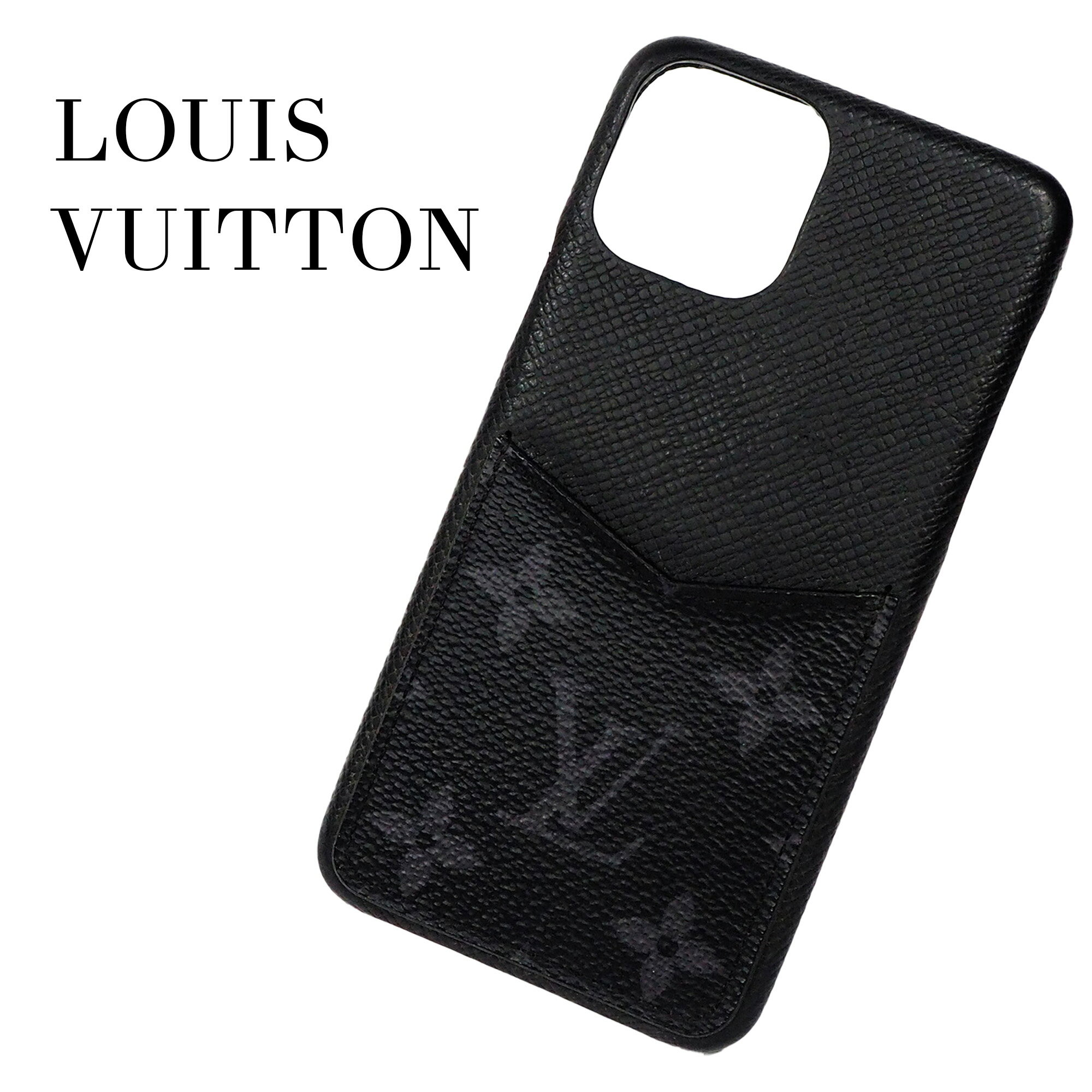 【中古】【良い】 LOUIS VUITTON ルイヴィトン モノグラム・エクリプス iPhoneバンパー11Pro iPhoneケース 携帯ケース スマホケース ユニセックス iPhone11Pro対応 背面ポケット付き キャンバス/カーフレザー ノワール/グレー M69363