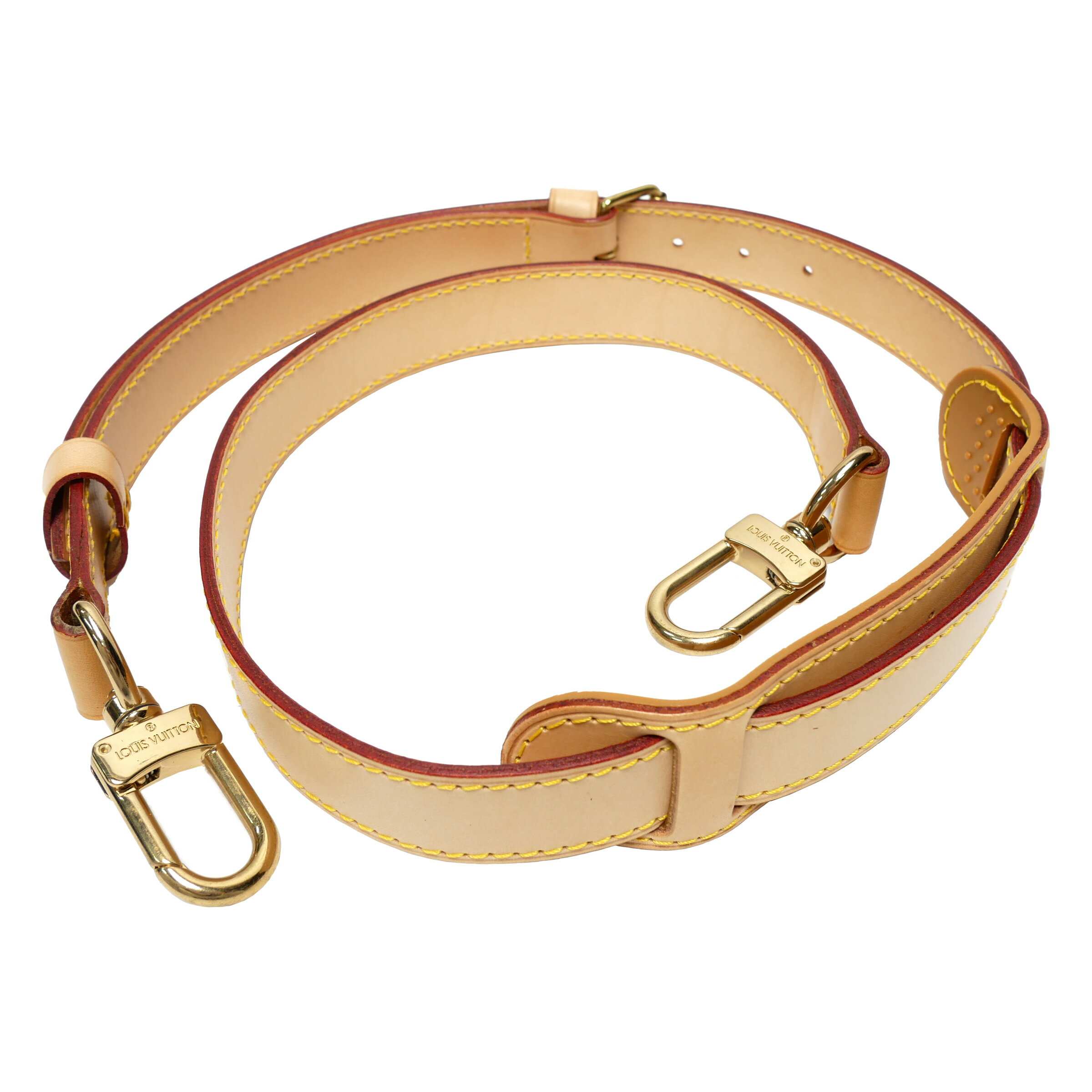 【中古】【非常に良い】 Louis Vuitton ルイヴィトン ショルダーストラップ キーポル用 ボストンバッグ用 肩パット付き ヌメ革 レザー ゴールド金具 ベージュ