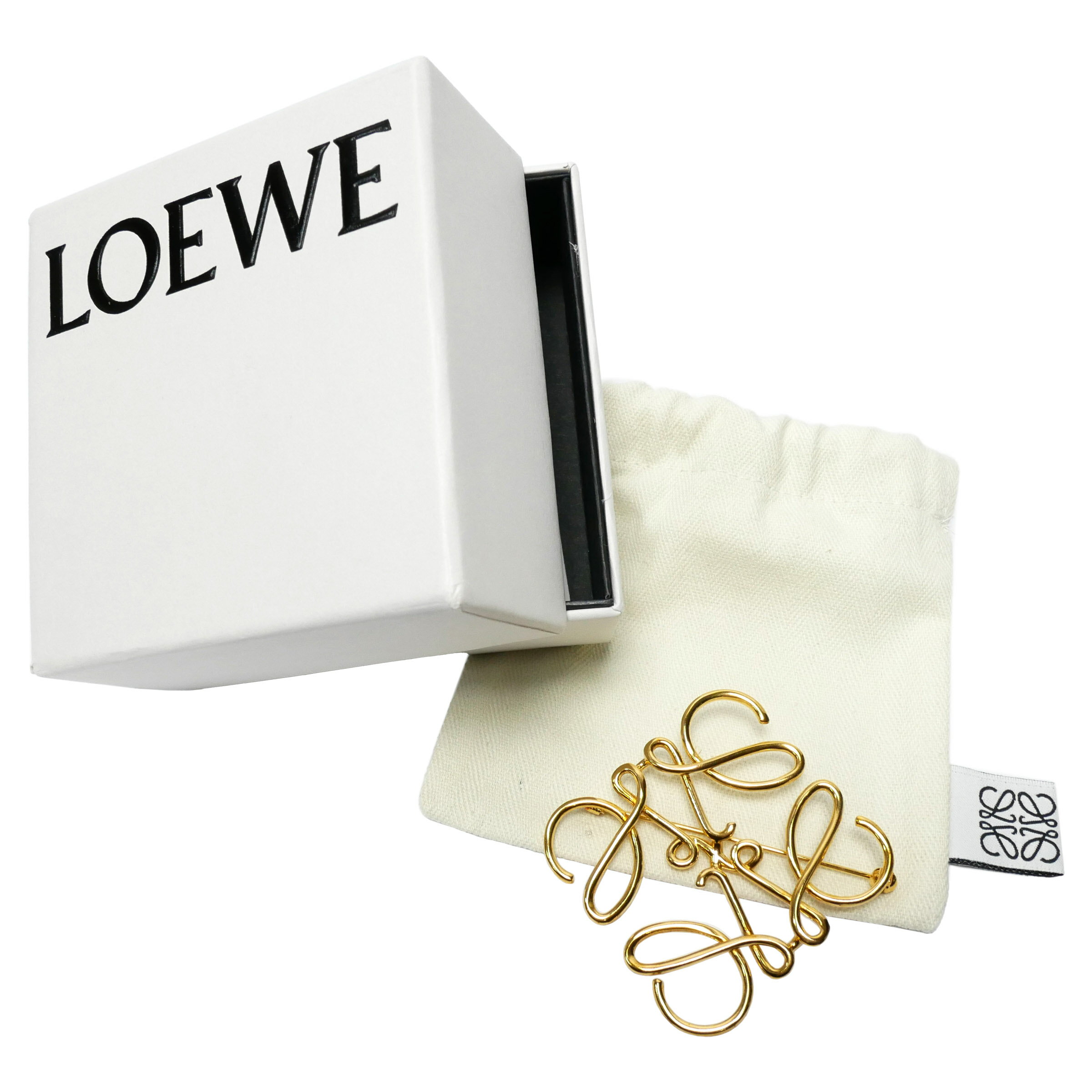 【中古】【良い】 LOEWE ロエベ ANAGRAM BROCHE アナグラム ブローチ コサージュ レディース アナグラムモチーフ ゴールドアクセサリー メッキ ゴールド 111.25.020のサムネイル