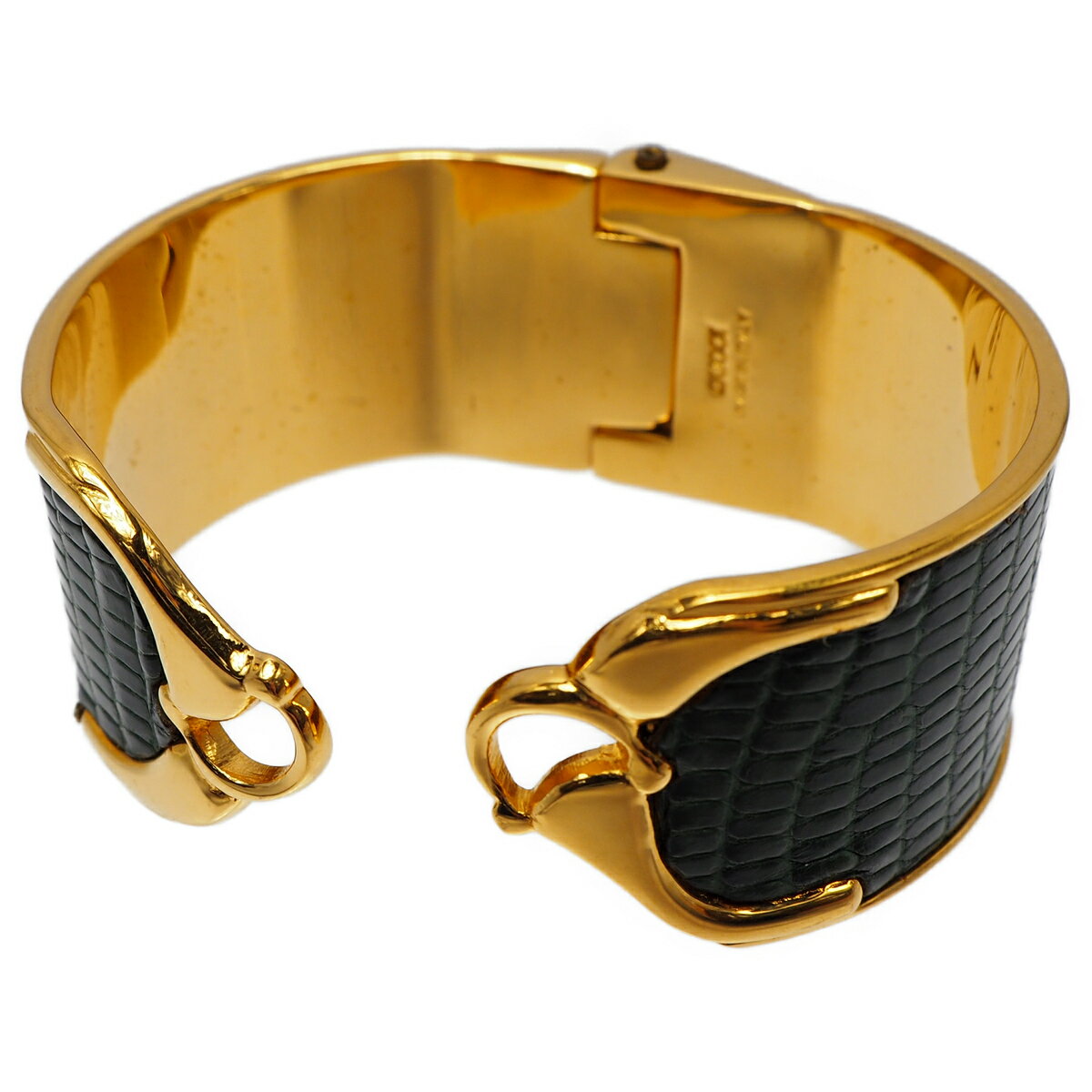 非常に良い Oldgucci オールドグッチ ブレスレット バングル ホースビット リザードレザー メタル 緑色 金色 ヴィンテージ レディース ブランドバングル Zerosix 非常に良い Oldgucci オールドグッチ ブレスレット バングル ホースビット リザードレザー メタル 緑色 金色 ヴィンテージ レディース ブランドバングル Zerosix