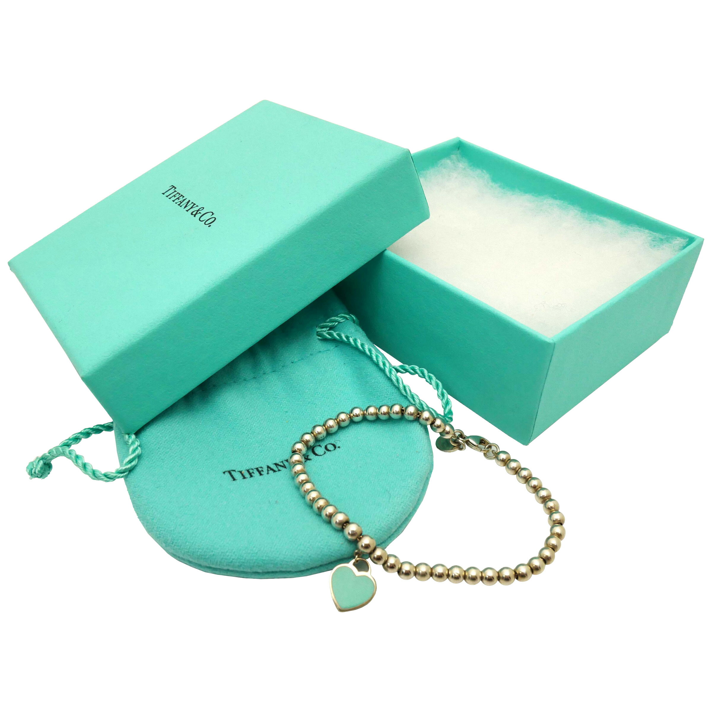 【中古】【非常に良い】 TIFFANY&Co. ティファニー リターントゥティファニー ハートブレスレット バングル ボールチェーン シルバーアクセサリー レディース ヴィンテージ シルバー925 シルバー/ティファニーブルーのサムネイル