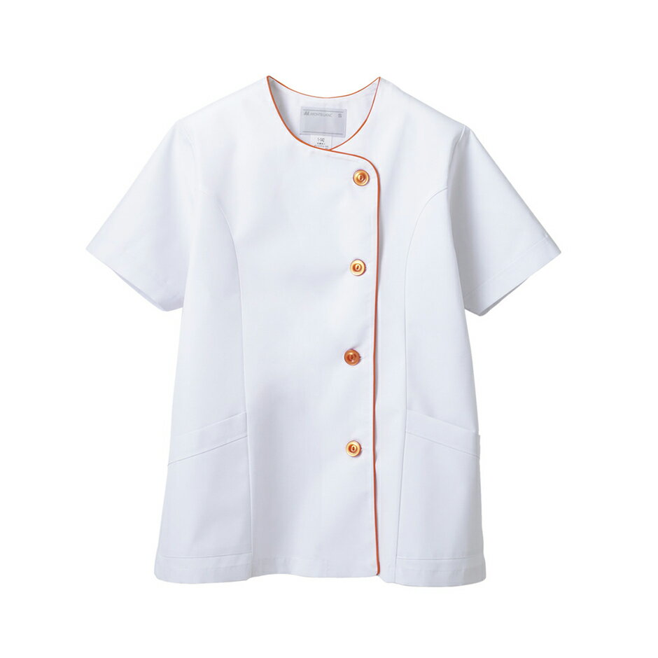 住商 モンブラン 調理衣レディス半袖白／オレンジ 1-042 S M L LL 3L 春夏対応 montblanc チームウェア 調理 飲食 制服 衛生