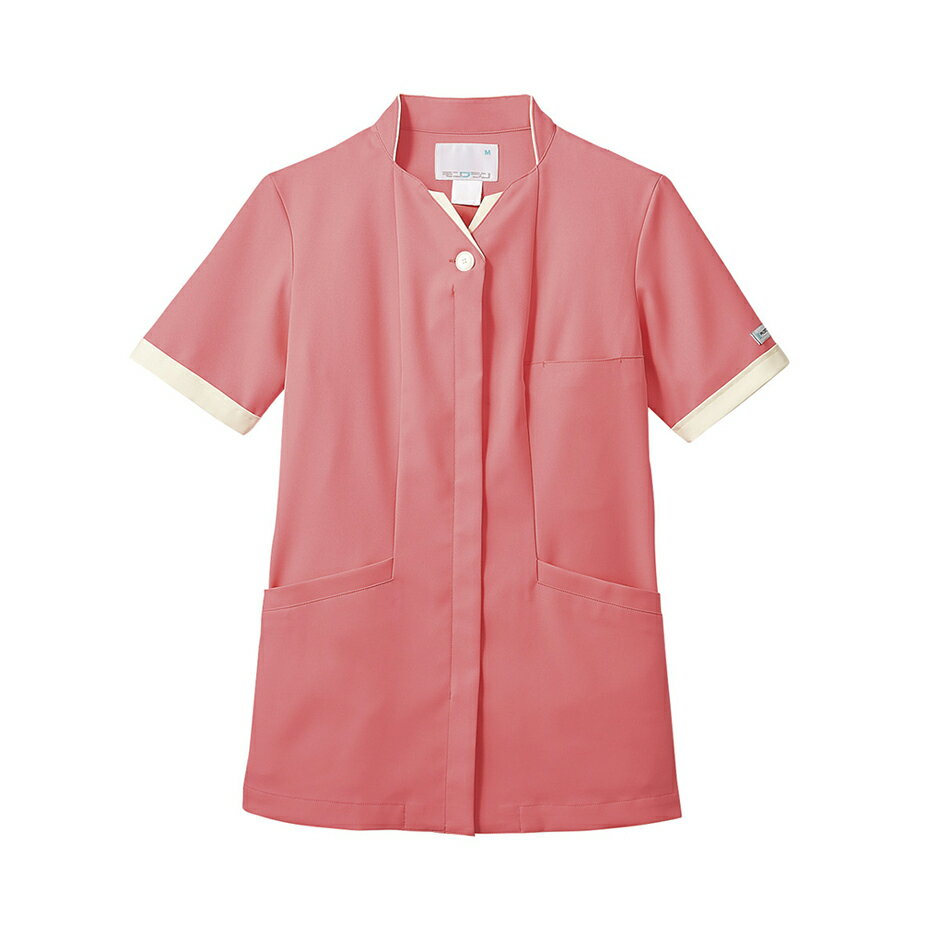 住商 モンブラン ナースジャケット半袖コーラルピンク／アイボリー PP302-20 SS S M L LL 3L 4L 5L 6L 7L 8L 9L 春夏対応 montblanc 吸汗速乾 防汚 チームウェア ナース ドクター 医療 クリニック 介護 白衣 制服 機能性