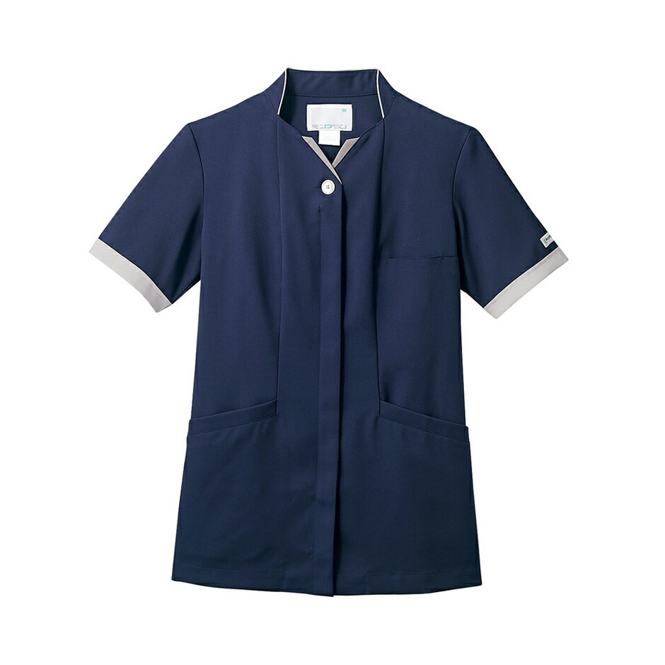 住商 モンブラン ナースジャケット半袖ネイビー／ライトグレー PP302-91 SS S M L LL 3L 4L 5L 6L 7L 8L 9L 春夏対応 montblanc 吸汗速乾 防汚 チームウェア ナース ドクター 医療 クリニック 介護 白衣 制服 機能性