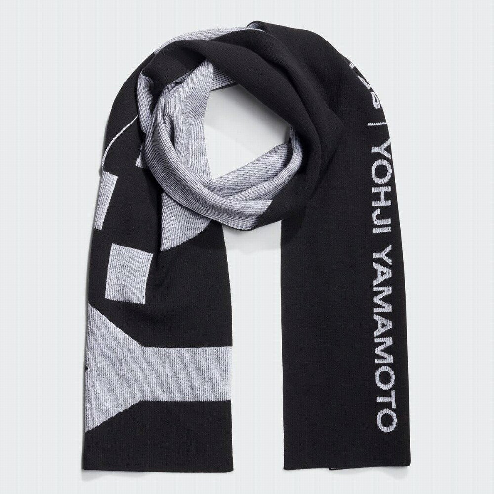 ワイスリー Y－3 グラフィックロゴ マフラー 大判 スカーフ ストール メンズ レディース ギフト プレゼント HA6527 GRAPHIC LOGO MUFFLER LARGE SIZE BLACK 【FABLIC】 毛 60.5%ポリ...