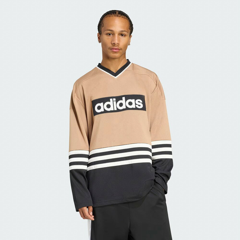 美品☆アディダス　メッシュ　ビッグロゴ　ホッケーシャツ　トレフォイル　ジャージ adidas アディダス メッシュジャージ ホッケーシャツ ストライプ