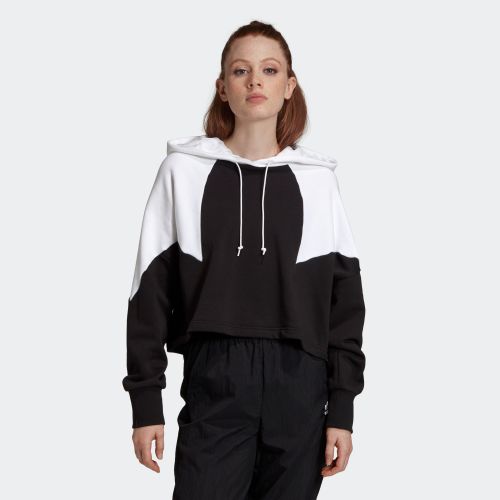 アディダスオリジナルス adidas Originals 大きいサイズまで ラージロゴ クロップドパーカー レディース WOMEN GD2404 LARGE LOGO CROPPED HOODIE BLACK × WHITE