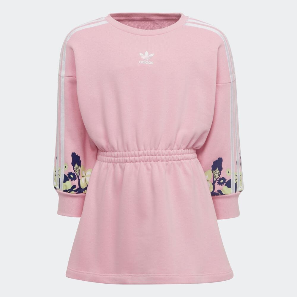 アディダスオリジナルス adidas Originals キッズ ガールズ フラワープリント長袖ワンピース 子供用 ドレス KIDS FLOWER PRINT LONG SLEEVE DRESS HC4611 TRUE PINK × WHITE