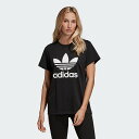 アディダスオリジナルス adidas Originals ボーイフレンドトレフォイルTシャツ 大きめTシャツ 半袖Tシャツ ストリートファッション レディース DX2323 WOMEN BOYFRIEND TREFOIL TEE BLACK