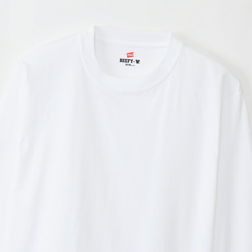 ヘインズ 大きいサイズ Tシャツ BEEFY-T ロングスリーブTシャツ ストリート 長袖シャツ 下着 メンズ BEEFY-T LONG SLEEVE SHIRT H5186L 010 WHITE