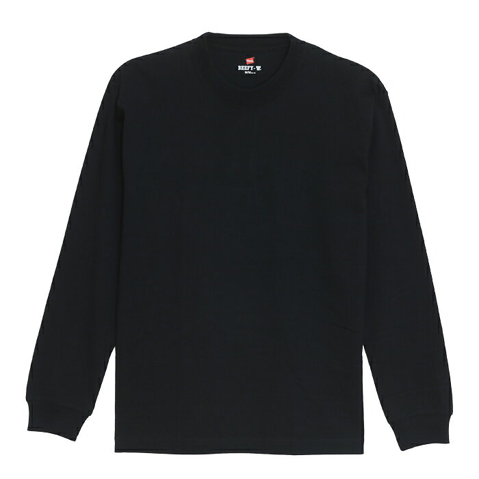 ヘインズ 大きいサイズ Tシャツ BEEFY-T ロングスリーブTシャツ ストリート　長袖シャツ 下着 メンズ BEEFY-T LONG SLEEVE SHIRT H5186L 090 BLACK