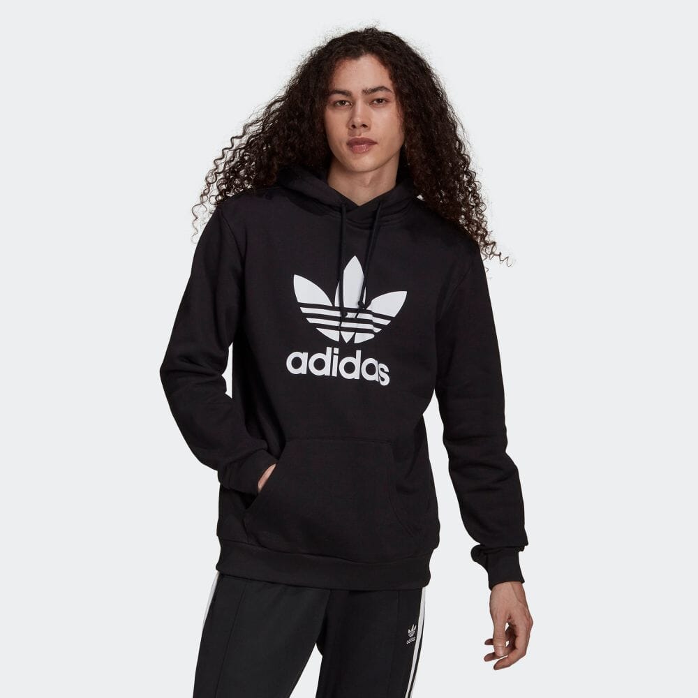 アディダスオリジナルス adidas Originals アディカラー クラシックス トレフォイル パーカー フーディ メンズ3XLまで MENS H06667 ADICOLOR CLASSICS TREFOIL HOODIE BLACK × WHITE