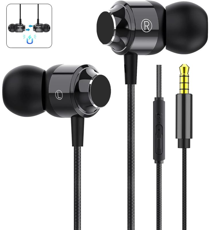 イヤホン 有線 イヤフォン マイク付き 磁気設計 絡み防止 HiFi音質 重低音 快適な装着感 高遮音性 音漏れ防止 リモコン付き 通話対応 インナーイヤー型 ステレオイヤフォン 音量調整 ヘッド