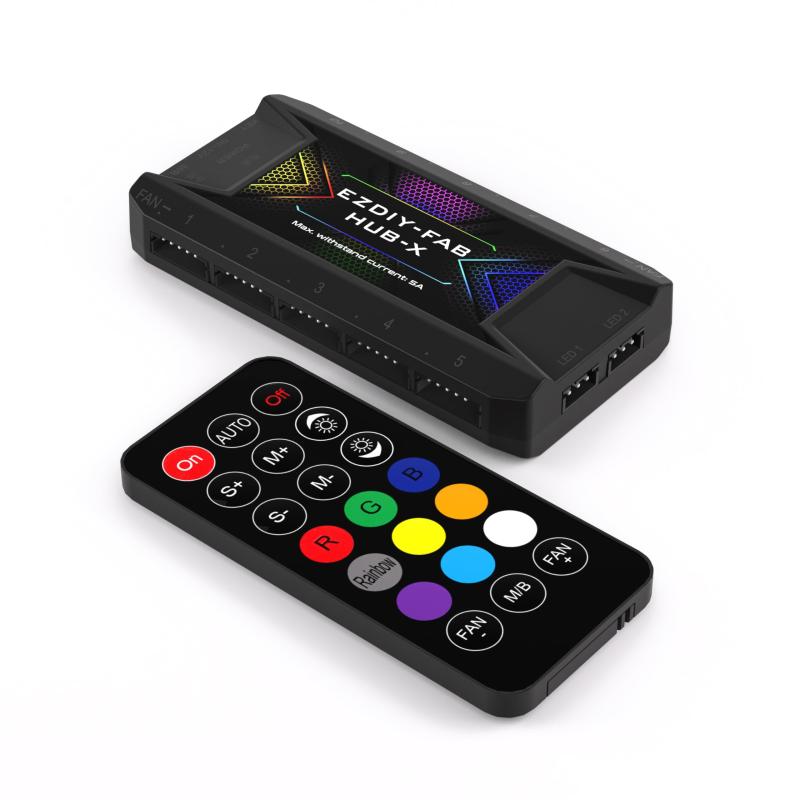 EZDIY-FAB ファンコントロールハブ X 6ピン ファン用 SATA電源+5V 3Pin入力 Fan Hub