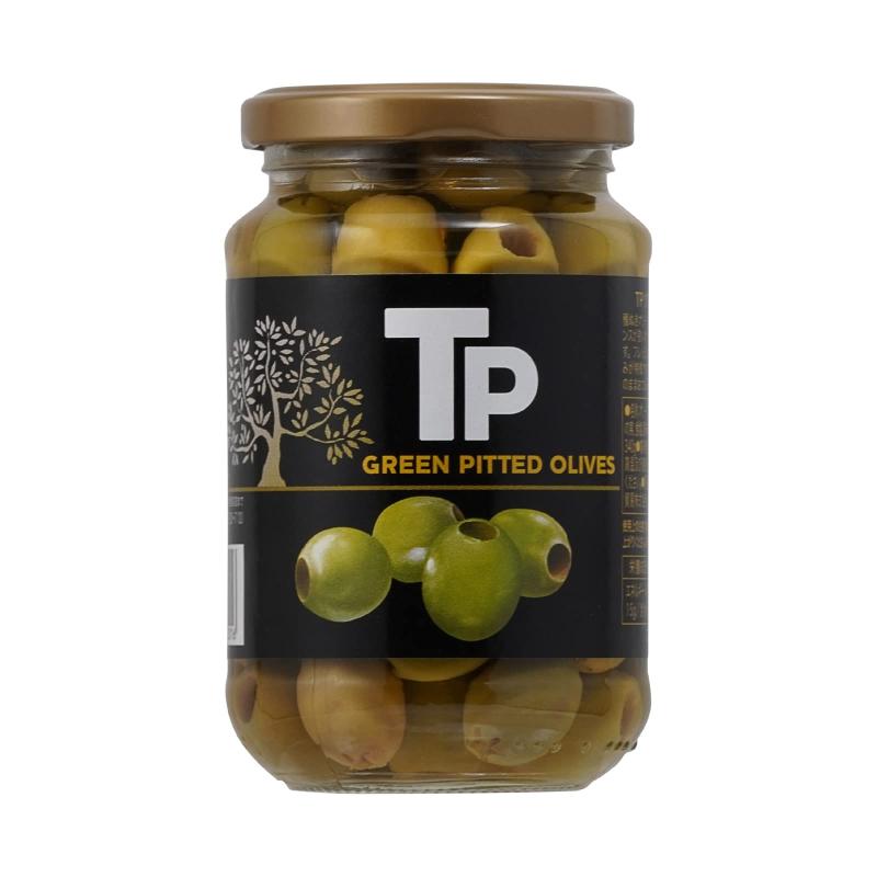 TP(ティーピー) グリーンオリーブ 340g ×12個 瓶 [ スペイン産 種抜き 塩漬け オヒブランカ種 ]