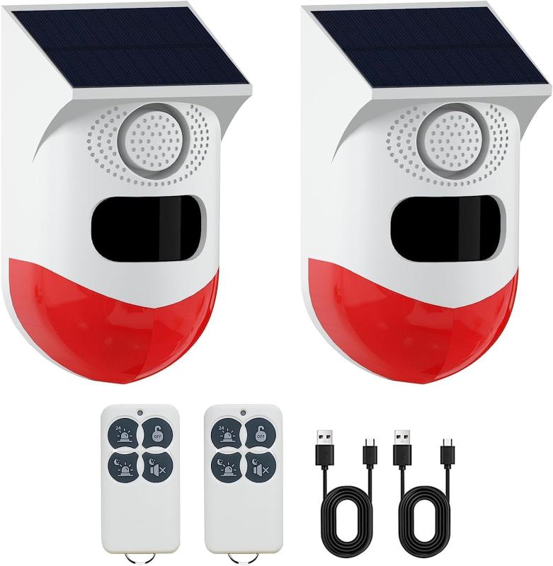 太陽警告灯 ソーラー 防犯アラーム屋外 ソーラー式人感センサー ホームセキュリティアラーム 警報機 13..