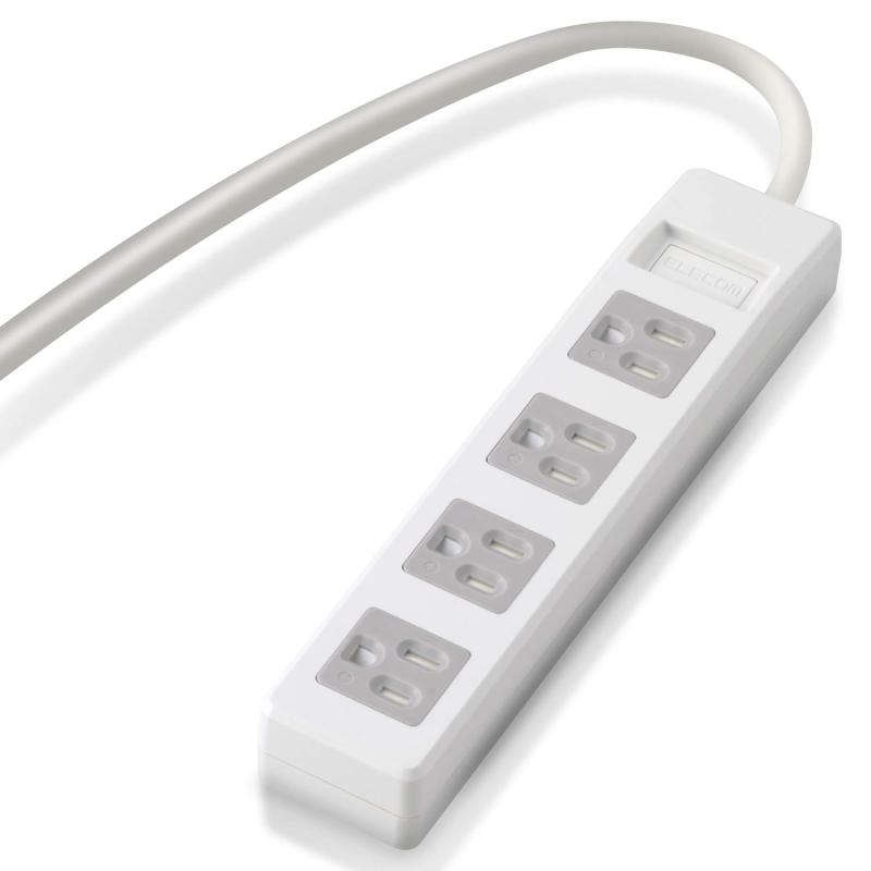 エレコム 電源タップ 3ピン マグネット付 ホコリシャッター付 4個口 2.5m ホワイト T-T1D-3425WH