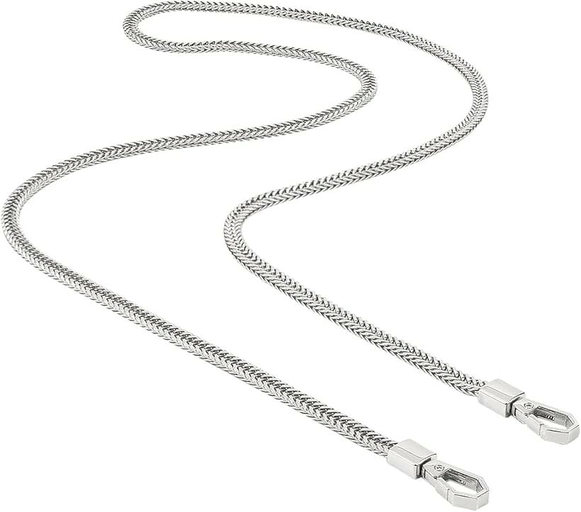 肩掛けチェーン バッグ交換用 120cm メタル ストラップ バッグ持ち手 スマホチェーン アクセサリーパーツ シルバーチェーン (シルバー)