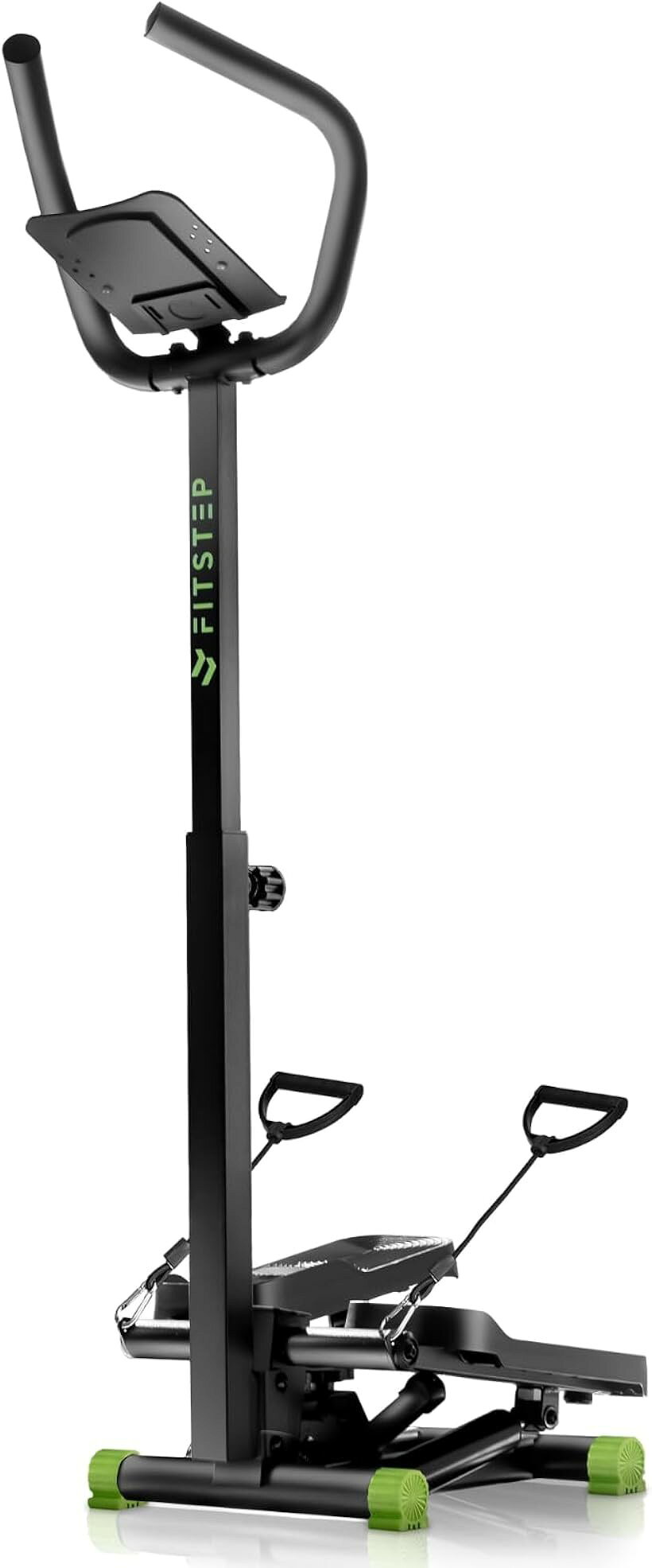 商品コード2bu8k2dq53商品名パーソナルトレーナー監修 ステッパー 静音 ハンドル付き スマホ・タブレットホルダー付き 健康器具 足踏み健康器具 健康ステッパー 足踏み 有酸素運動 筋トレ 室内 耐荷重120kgブランドFITSTEPカラーブラックサイズ等奥行589mmx幅319mmx高さ1203m「現役パーソナルトレーナー監修 最新のスマホ・タブレットホルダー付きステッパー」本製品は、自宅で手軽に、スタイリッシュに有酸素運動や筋トレを継続できるよう開発・設計された健康ステッパーです。スマホやタブレットを置けるホルダー付きになっておりますので、動画を見ながらや音楽を聴きながら、スマホをいじりながらなど”ながら”でいつでも手軽に運動が可能です。また、シームレスな負荷調整が可能で、ちょっとした気分転換から有酸素運動、筋トレまで様々な用途でお使いいただけます。「全身の運動がこれ1台でできる3WAY設計」本ステッパーは、「エクササイズバンドを使って上半身の運動をしながら」、「腕を振りながら」、「ハンドルを持ちながらシンプルに」運動ができる3WAY設計となっておりますので、こちらの足踏み健康器具1台で全身の運動が完結します。有酸素運動の目的としてはもちろん筋トレの目的としても使えるので、ご自身の目的に応じてご使用いただけます。「インテリアに溶け込むデザイン」本ステッパーは、運動器具としての性能はもちろん、インテリアとしてのデザイン性も追求しました。どんなお部屋にも溶け込むスタイリッシュなデザインで、健康器具にありがちな野暮ったさはございません。お部屋の目に入るところに置くことができ、いつでも気軽にお使いいただけます。「置く場所を選ばないコンパクト設計」本ステッパーはコンパクトさを追求しましたので、限られた室内スペースでもインテリアの邪魔をせず圧迫感なく設置することができます。また、使わないときはハンドルを短く収納することができるので、インテリアを邪魔せずステッパーの収納もしやすい設計になっております。「高い安全性のハンドルタイプ」本ステッパーは安全性に配慮したハンドルタイプになっておりますので、初心者や高齢者の方でも安心して足踏み運動を行うことができます。滑り止めペダルと耐荷重120kgの頑丈なフレームにより、転倒リスクを軽減し安全にエクササイズが可能です。高齢者向けの足踏み健康器具をお探しの方にも最適です。「ハンドル高さ3段階調整可能」本ステッパーは、専門家と共に度重なる検証を重ね子供から高齢者の方、男性・女性問わず皆様が乗りやすい高さに設計いたしました。ハンドルの高さを5cmごとに3段階調整が可能なので、身長に合わせて正しい姿勢で運動することができます。「マンションも安心の極静音設計」マンションでのご利用において、静音性は非常に大切な要素です。本ステッパーは油圧シリンダーを採用し、静音性と滑らかな動作を両立しました。30db未満の静音性で、マンションでのご使用も問題なく行っていただくことができます。「カウンターで日々の運動を見える化」本ステッパーはステップ回数・運動時間・1分間あたりの平均回数・消費カロリーを計測できるカウンター付きで、運動の成果が一目で確認できます。また、数秒ごとに表示項目が自動で切り替わるスキャン機能を搭載しております。「簡単組み立て」 本ステッパーは女性や高齢者の方でも簡単に組み立てることができるように、組み立てにおける工程を簡略化することを徹底いたしました。組み立て工具が付属しており、付属品のみで簡単に組み立てが可能です。イラスト付きで分かり易い取扱説明書が付属しておりますので、女性の方や初めての方、高齢者の方でも約10～30分程度での組み立てが可能となっております。※ 他ネットショップでも併売しているため、ご注文後に在庫切れとなる場合があります。予めご了承ください。※ 品薄または希少等の理由により、参考価格よりも高い価格で販売されている場合があります。ご注文の際には必ず販売価格をご確認ください。※ 沖縄県、離島または一部地域の場合、別途送料の負担をお願いする場合があります。予めご了承ください。※ お使いのモニタにより写真の色が実際の商品の色と異なる場合や、イメージに差異が生じることがあります。予めご了承ください。※ 商品の詳細（カラー・数量・サイズ 等）については、ページ内の商品説明をご確認のうえ、ご注文ください。※ モバイル版・スマホ版ページでは、お使いの端末によっては一部の情報が表示されないことがあります。すべての記載情報をご確認するには、PC版ページをご覧ください。「製品仕様」製品サイズ：奥行589mmx幅319mmx高さ1203mm　製品重量：9.4kg　耐荷重：120kg　カラー：ブラック　負荷方式：油圧シリンダー