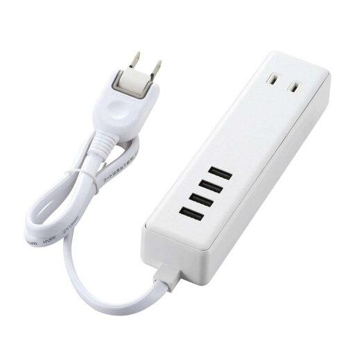 エレコム 電源タップ USB コンセント 60cm USB×4個 AC差し込み口×2個 3.4A ホワイト MOT-U11-2406WH エレコム 電源タップ USB コンセント 60cm USB×4個 AC差し込み口×2個 3.4A ホワイト MOT-U11-2406WH