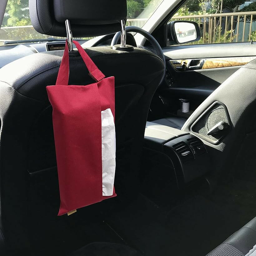Poitto。 ティッシュケース ティッシュカバー ティッシュホルダー 吊り下げ 壁掛け 車用 おしゃれ 日本製 キャンバス ボルドー (キャンバス ボルドー, FREE) [3]