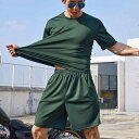 トレーニングウェア メンズ レディース 上下セット 速乾 半袖 Tシャツ スポーツウェア ハーフパンツ 運動着 接触冷感 オリーブグリーン