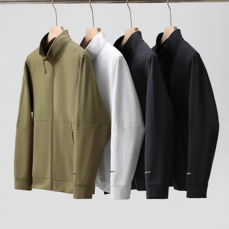 ジャケット 男性用 アウトドア スポーツ 春秋 立襟 伸縮性 抗シワ ポリエステル 月岩白 玄青黒 石墨灰 幽霧緑