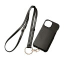 エレコム iPhone15 ケース &me レザー オープンタイプ ショルダーストラップ付き カードポケット付き コインケース付き チャコールブラック PM-A23APLOSSBK(3)