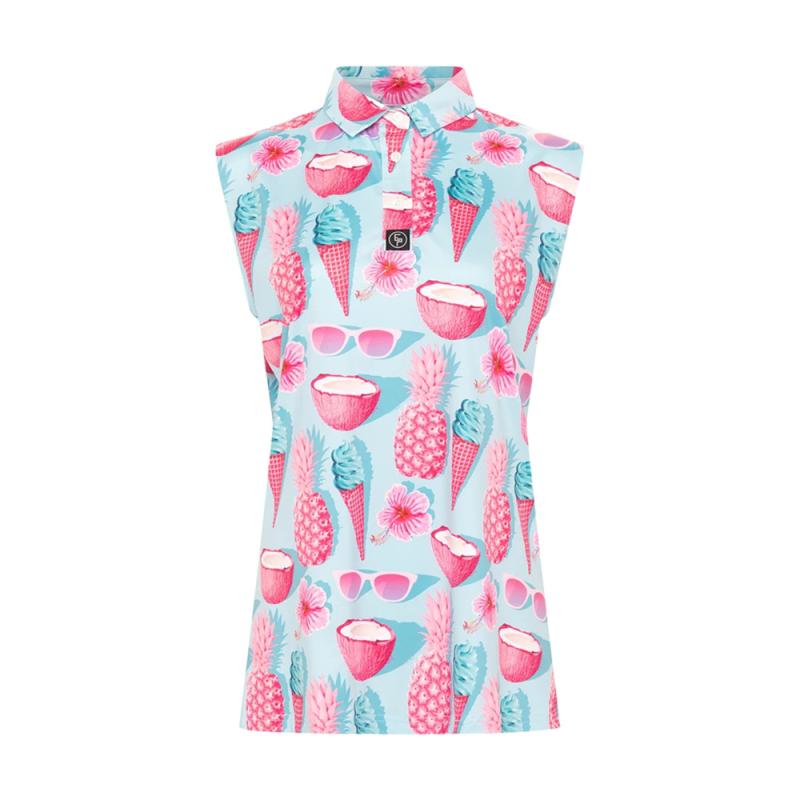 ポロシャツ レディース 卓球 バドミントン テニスウェア スポーツウェア 総柄プリント 接触冷感 伸縮性