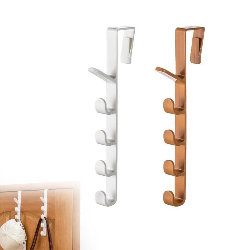 Roczential 2 個セット玄関収納ド アハンガー 工具不要で3秒取付 5フック多用途掛け（帽子/傘/タオル対..