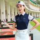 ゴルフウェア レディース 半袖Tシャツ 韓国風 スポーツ ポロシャツ トップス 薄手 通気性 運動着 赤 ピンク系 紺色 水色 白