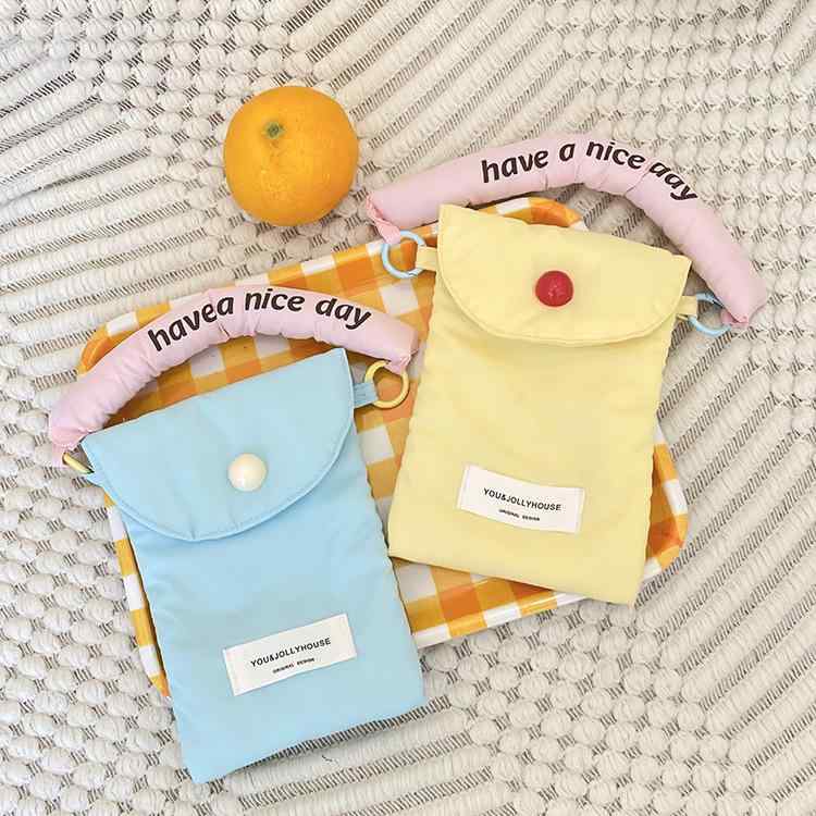 バッグ レディース スマホポーチ 韓国風 斜めがけ 布製 トートバッグ 無地 軽量 コンパクト 携帯入れ 普段使い