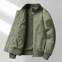 ジャケット メンズ 男性用 春秋 ブルゾン アウトドア カジュアル ゆったり コットン 野球服 スタンドカラー ミリタリー アーミースタイル カーキ ブラック