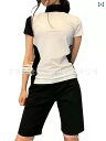 ゴルフウェア レディース 半袖Tシャツ 速乾 伸縮性 スポーツウェア スリムフィット 春夏 白色 黒色