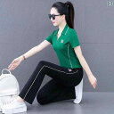 セットアップ レディース 接触冷感 速乾 ストレッチ Vネック 3分袖 トップス パンツ 上下セット 女性用 婦人服 ルームウェア 部屋着 普段使い スポーツM...