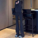 スウェット レディース セットアップ 長袖 パーカー パンツ 無地 カジュアル スポーツウェア 部屋着 ルームウェア グレー