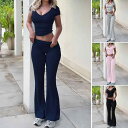 セットアップ レディース 春夏 ジャージ 上下セット 2点セット:半袖Tシャツ ロングパンツ ルームウェア 部屋着 普段使い 伸縮性 接触冷感 ピンク系 ブラック 紺