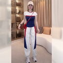 セットアップ レディース Tシャツ & パンツ 上下セット スポーツMIX スタイル 綿混紡 春夏 カジュアル 普段使い 部屋着